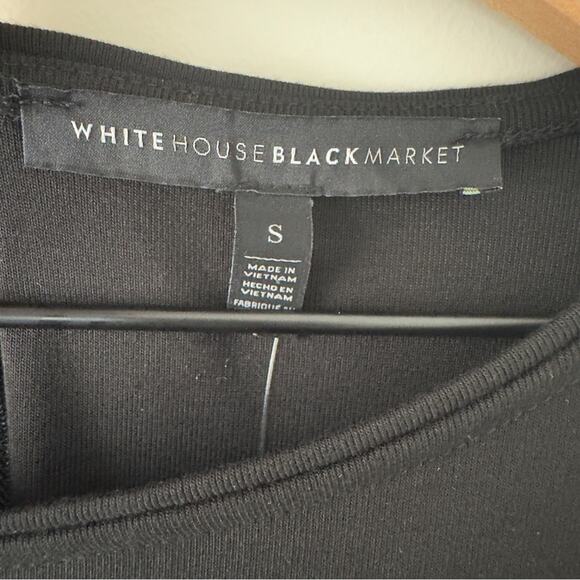 White House Black Market Bell Sleeve Sneaker Dress Classic Black Solid zip back - Picture 5 of 9